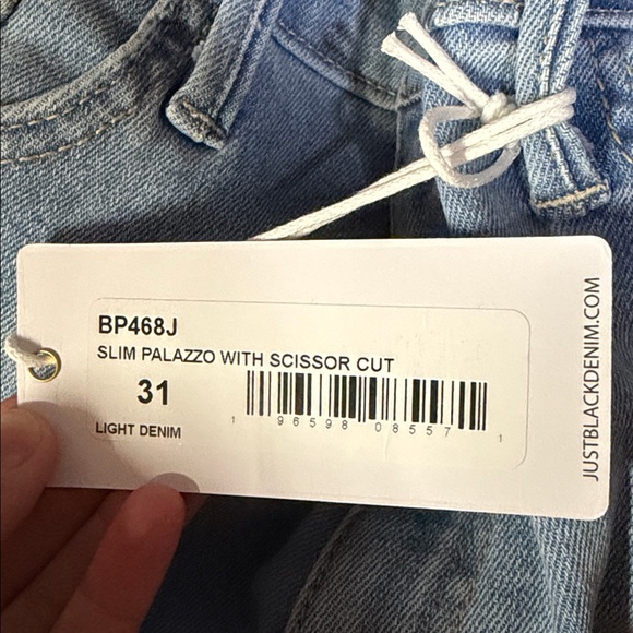 Lulus Just Black Trending Intention Light Wash Slim Palazzo Jeans - Picture 7 of 7